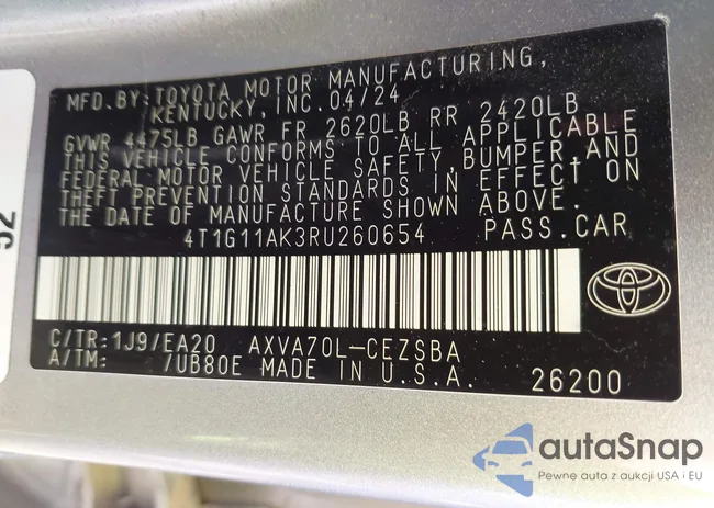 4T1G11AK3RU260654: 43649204