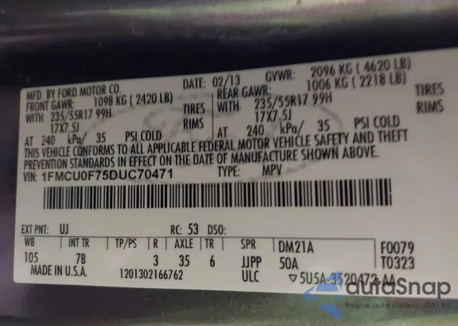 1FMCU0F75DUC70471: 43649218