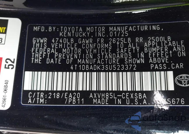 4T1DBADK3SU523372: 43649383