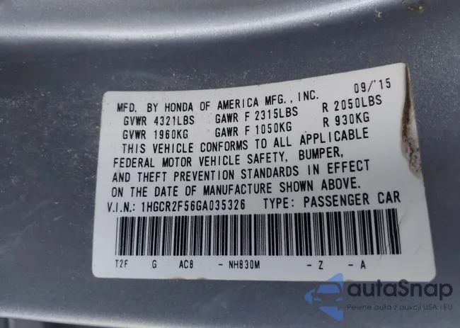 1HGCR2F56GA035326: 43649630