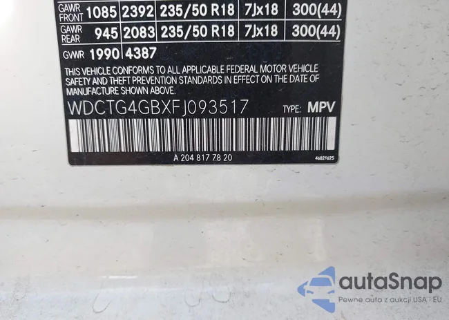 WDCTG4GBXFJ093517: 43649652