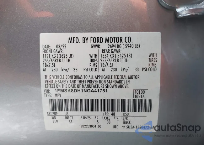 1FMSK8DH1NGA41751: 43649661