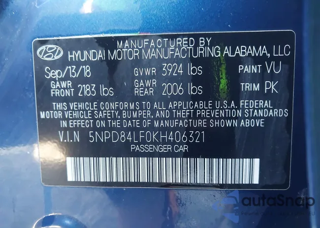 5NPD84LF0KH406321: 43648806