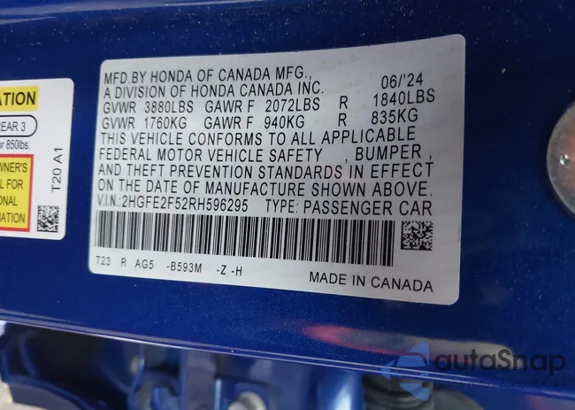 2HGFE2F52RH596295: 43649136