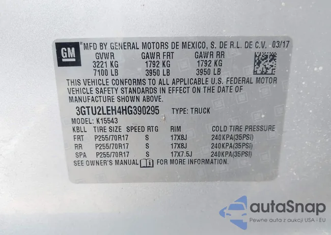 3GTU2LEH4HG390295: 43650301