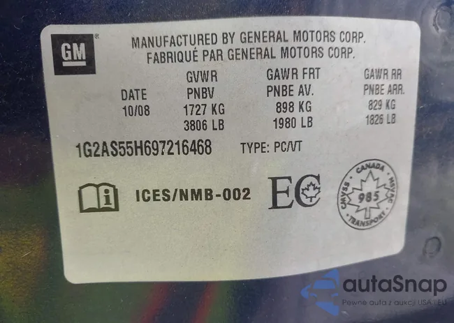 1G2AS55H697216468: 43650535