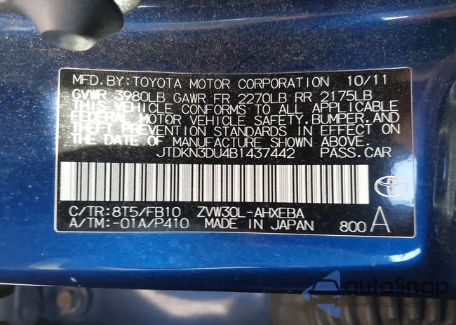 JTDKN3DU4B1437442: 43650643