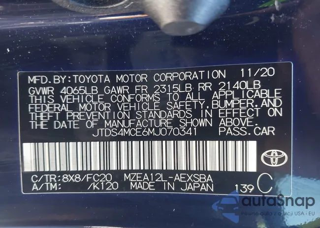 JTDS4MCE6MJ070341: 43650684