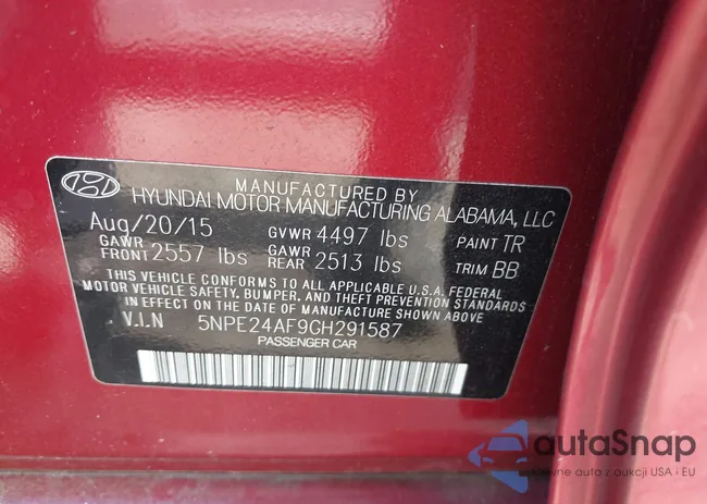 5NPE24AF9GH291587: 43650727