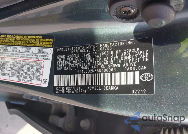 4T1BE32K55U100083: 43649829