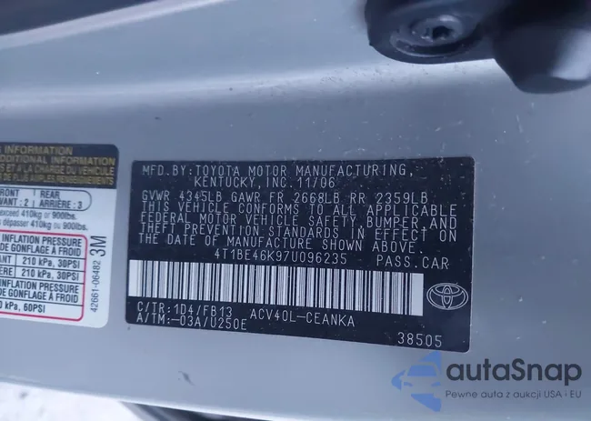 4T1BE46K97U096235: 43649831