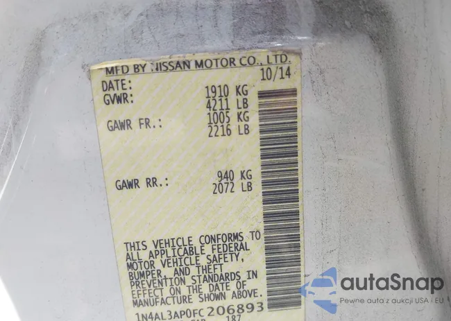 1N4AL3AP0FC206893: 43649867