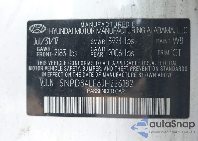 5NPD84LF8JH256182: 43650023