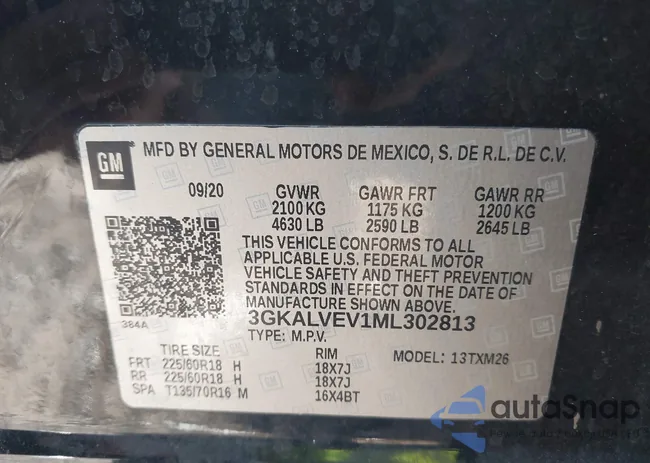 3GKALVEV1ML302813: 43650102