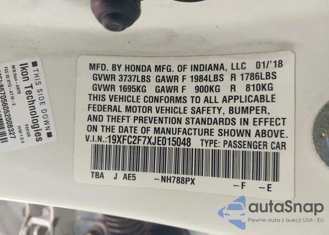 19XFC2F7XJE015048: 43650160