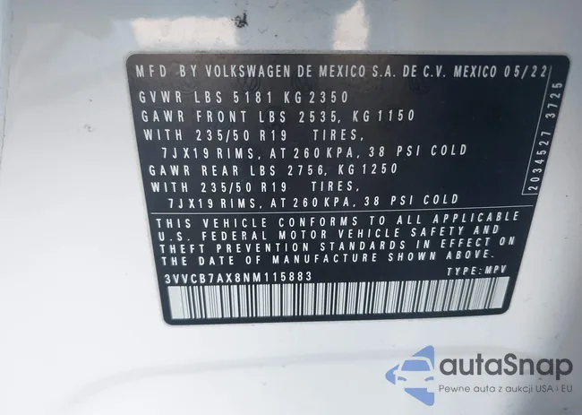 3VVCB7AX8NM115883: 43651453