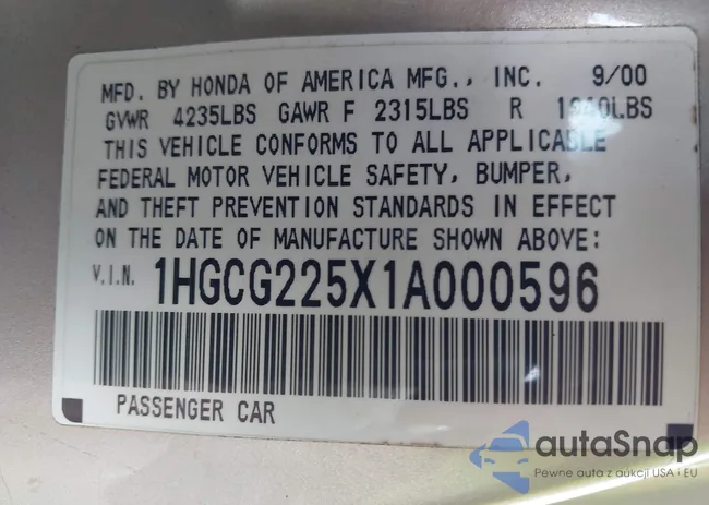 1HGCG225X1A000596: 43651546