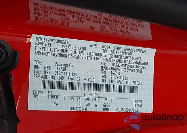 1FADP3F24EL361394: 43651605