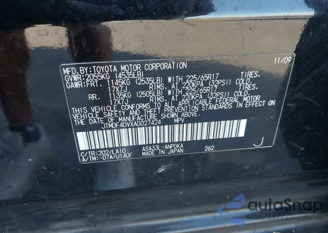 JTMDF4DVXAD027424: 43651641