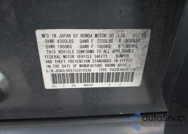 JH4CL96815C010336: 43650934