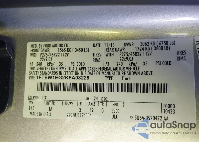 1FTEW1EG2KFA08228: 43651015