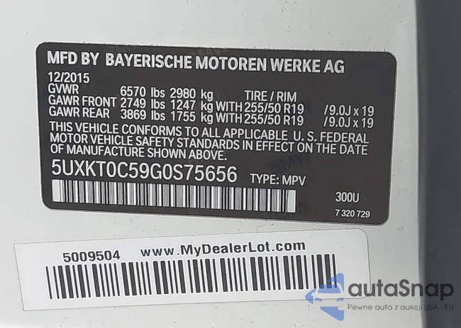 5UXKT0C59G0S75656: 43651131