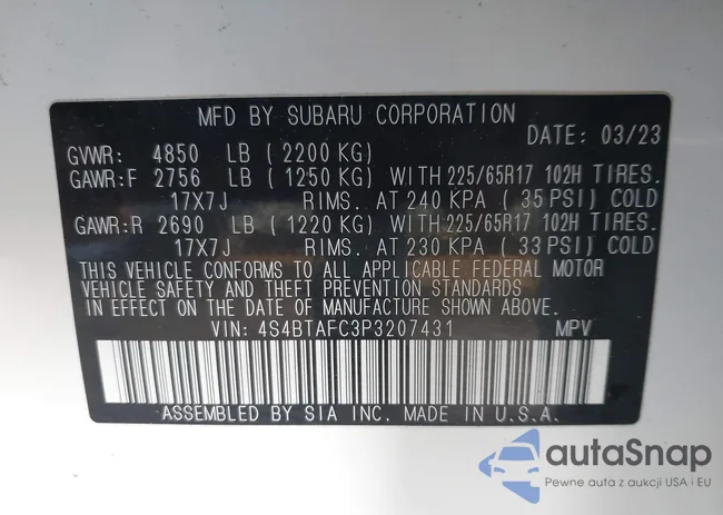 4S4BTAFC3P3207431: 43652300