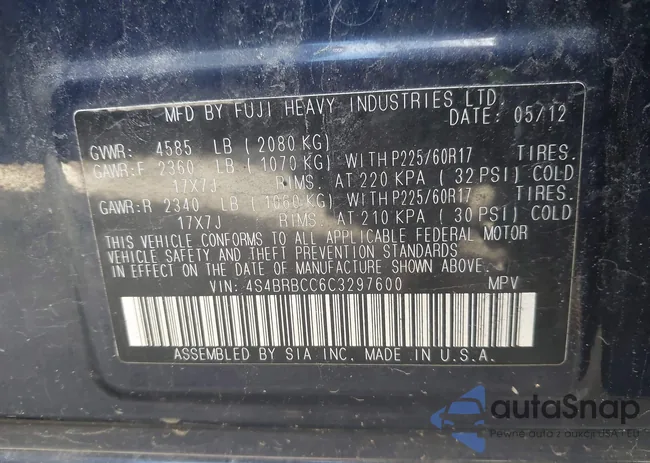 4S4BRBCC6C3297600: 43652522