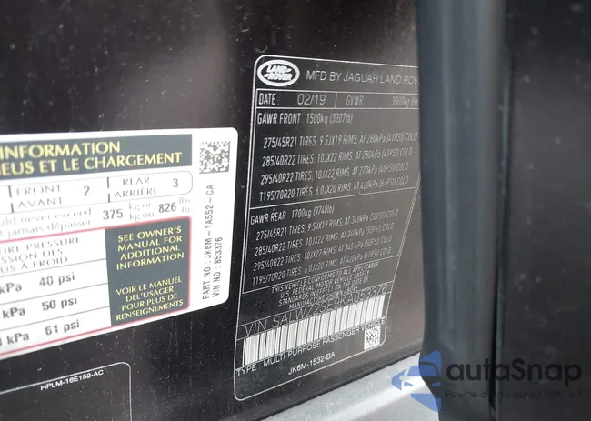 SALWZ2SE9KA853376: 43652524