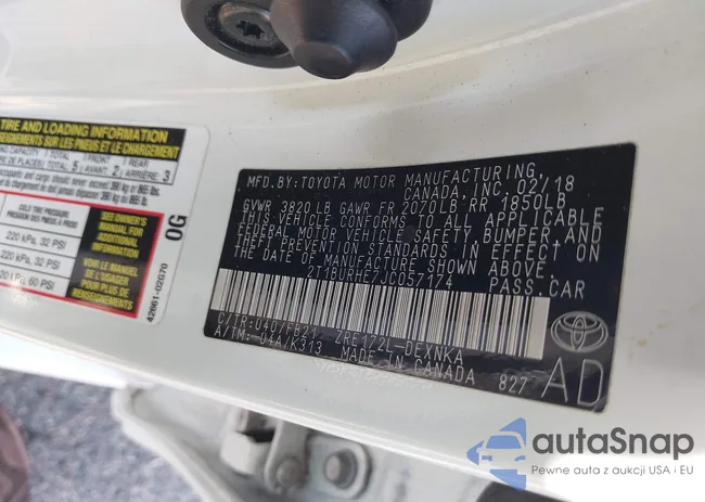 2T1BURHE7JC057174: 43652530