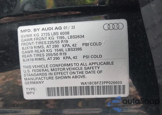 WA1BCBFZ2PP026600: 43652540