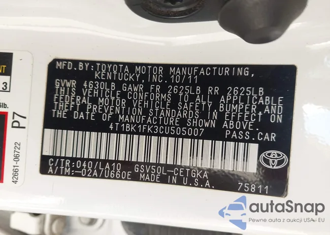 4T1BK1FK3CU505007: 43652640