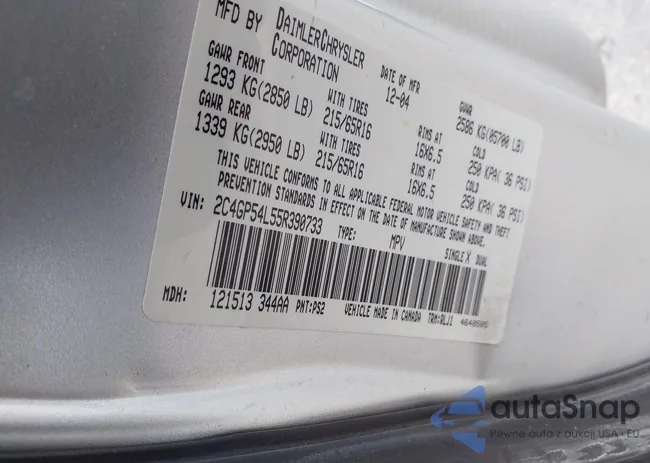 2C4GP54L55R390733: 43651972