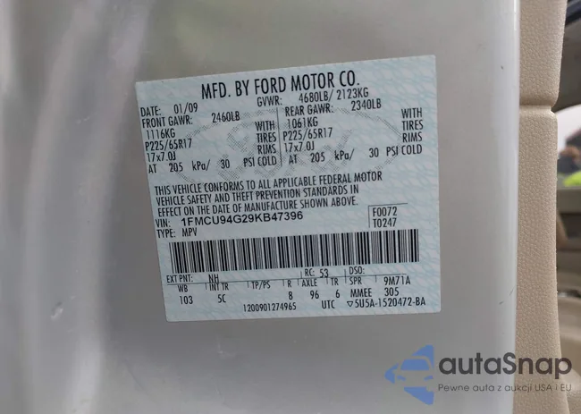 1FMCU94G29KB47396: 43651977