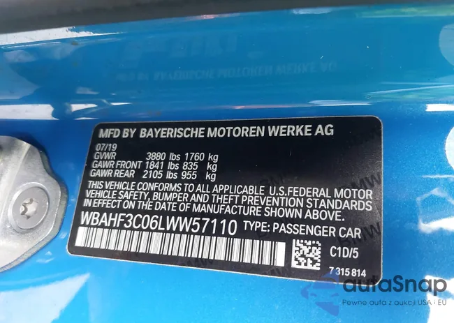 WBAHF3C06LWW57110: 43652027