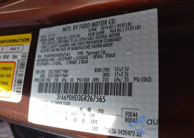 3FA6P0HD3GR267565: 43652077