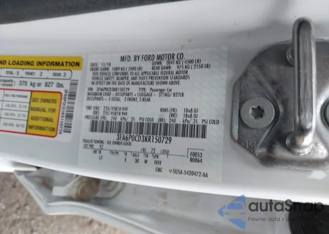 3FA6P0CD3KR150729: 43652089