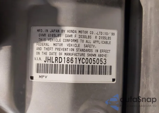 JHLRD1861YC005053: 43653224