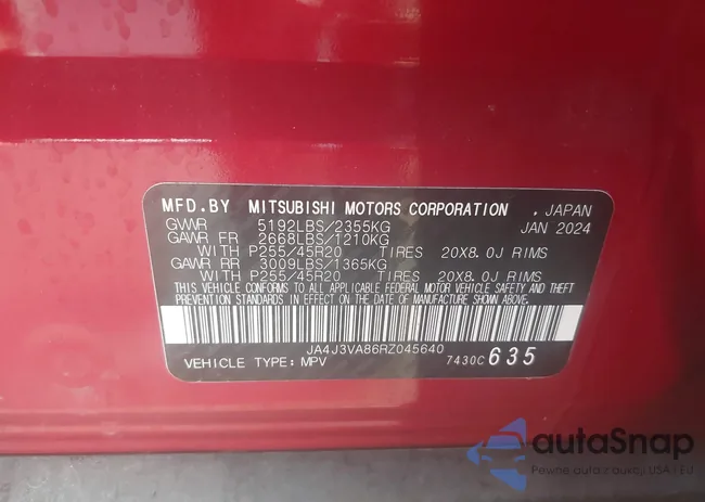 JA4J3VA86RZ045640: 43653232