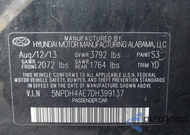 5NPDH4AE7DH399137: 43653343