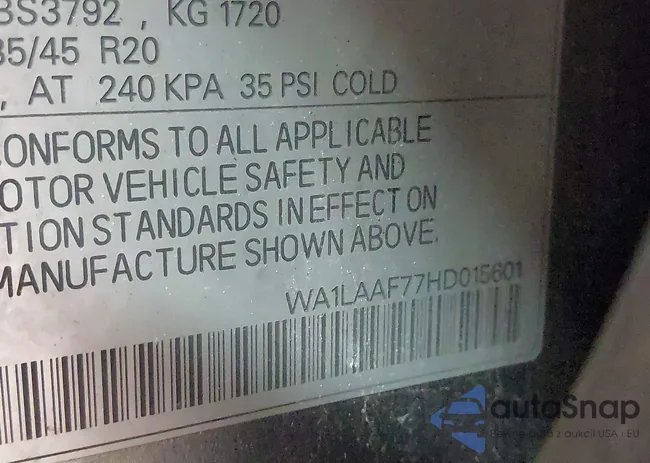 WA1LAAF77HD015601: 43653489