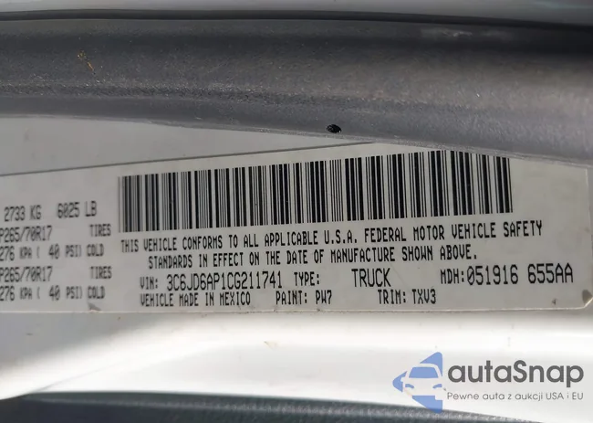 3C6JD6AP1CG211741: 43653578