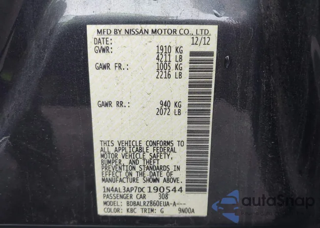 1N4AL3AP7DC190544: 43653582