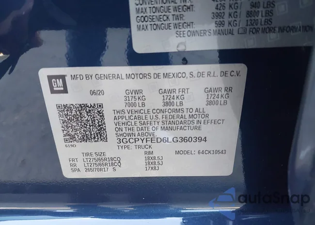 3GCPYFED6LG360394: 43653631