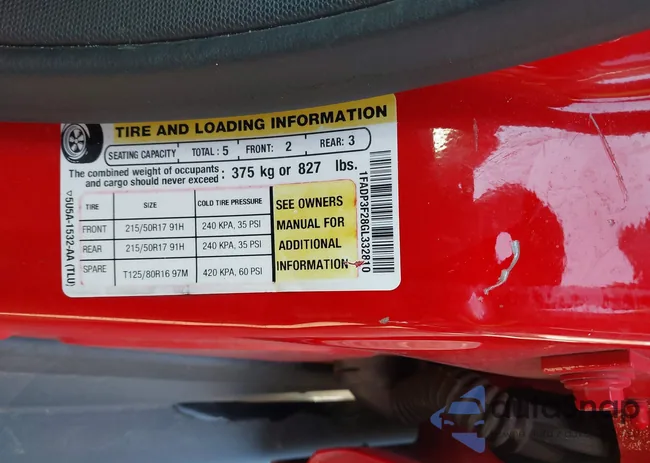 1FADP3F28GL332810: 43653682