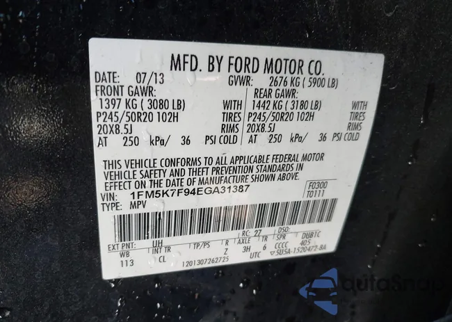 1FM5K7F94EGA31387: 43653781