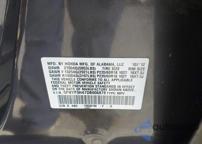 5FNYF3H47DB006878: 43652816