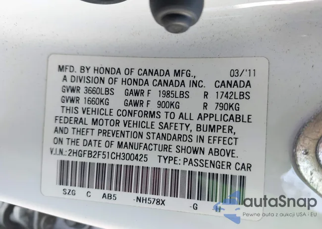 2HGFB2F51CH300425: 43652836