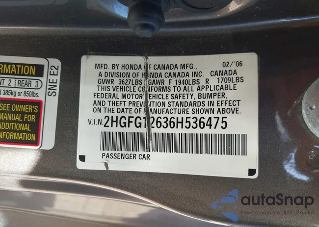 2HGFG12636H536475: 43652989