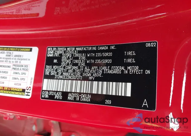 2T2HKCEZ2NC007272: 43653012